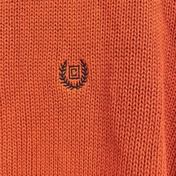 Chaps Orange Sweater Men's XL Tall 100% Cotton Crew Neck - Picture 3 of 8